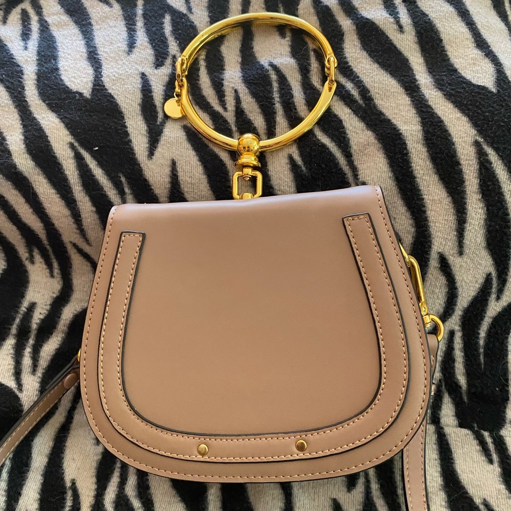 Anifeel crossbody, ring handle, mini bag, taupe, leather, suede. Brand new!